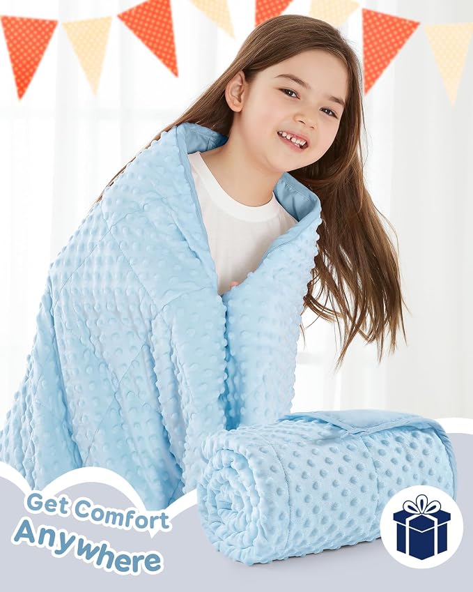 3lbs Weighted Blanket, Cooling Soft Minky Dot Heavy Blankets, 36"x48" | Gentle Hug-Like Comfort, Reversible Cooling & Cozy for All Seasons, 7-Layer for Even Weight Distribution, Machine Washable