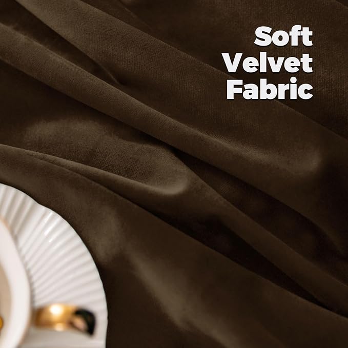 BGment Velvet Blackout Curtains 102 Inches Long for Living Room, Brown | Vintage, Elegant, Super Soft, Room Darkening, Thermal Insulated Bedroom Drapes, Back Tab Rod Pocket, 2 Panels, 52 x 102 Inch