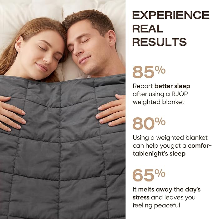 RJOP Cooling Weighted Blanket for Adults (25lbs, 78"x85") Heavy Blanket with Premium Glass, Queen Size Perfect for 190-210 lbs, Soft Breathable, Dark Grey