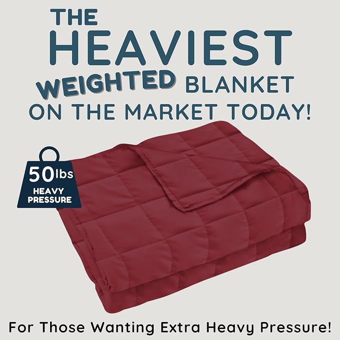 HomeSmart King Size Weighted Blanket 50 lbs - The Heaviest Weighted Blanket | Fits King and California King Beds, Ultra Soft Fabric, Evenly Distributed Weight, Machine Washable, Very Heavy Blanket