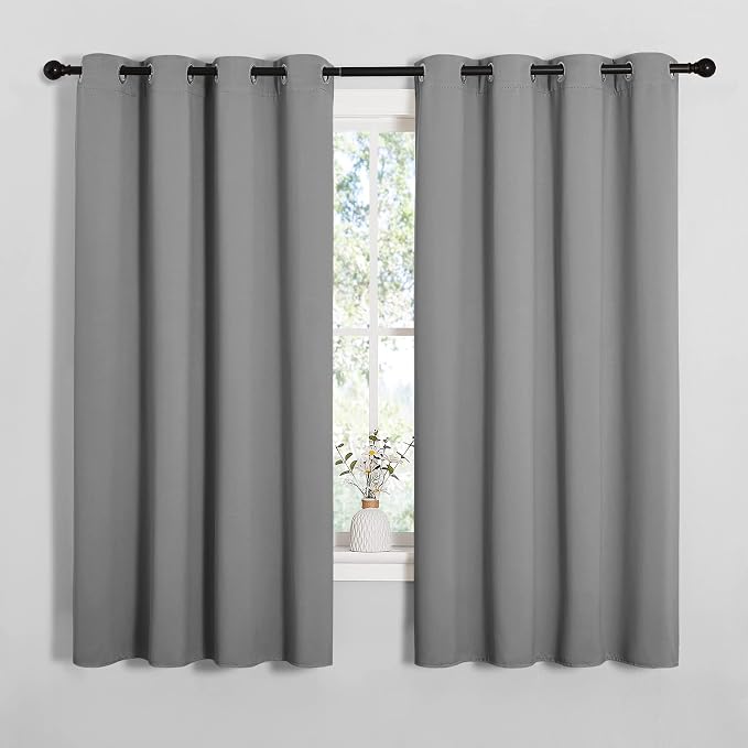 NICETOWN Silver Grey Blackout Curtain Panels for Bedroom, Thermal Insulated Grommet Top Blackout Draperies and Drapes for Basement (2 Panels, W55 x L68-inch) | Thermal Insulated Grommet Top Draperies Drapes for Basement Living Room Kitchen, Light Block...