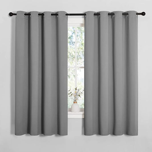 NICETOWN Silver Grey Blackout Curtain Panels for Bedroom, Thermal Insulated Grommet Top Blackout Draperies and Drapes for Basement (2 Panels, W55 x L68-inch) | Thermal Insulated Grommet Top Draperies Drapes for Basement Living Room Kitchen, Light Block...