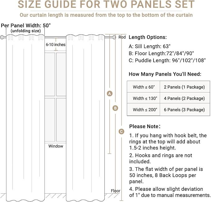 Linen Textured Total Blackout Curtains for Bedroom 96 Inches Long, Oatmeal | 100% Blackout Shield, Back Tab/Rod Pocket Living Room Drapes, Thermal Insulated Blackout Curtains 2 Panels Set, 50"W x 96"L