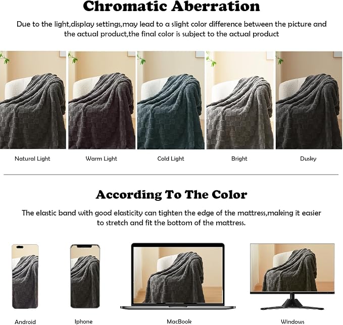 NEWCOSPLAY 3D Checkered Flannel Throw Blanket, Dark Grey, 50"x70" | Super Soft Cute Lightweight Decorative Premium Silky Fleece Blanket for Couch Sofa Bed, Gift for Women Men, All Season Use
