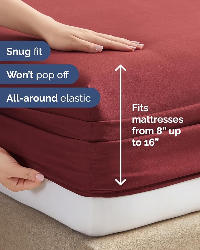 Queen 6 Piece Bed Sheet Set - Comfy, Breathable & Cooling Sheets - Oxblood | Ultra-Soft Hotel Luxury Bedding Set w/ 8-16 Inch Deep Pockets, 1 Flat & 1 Fitted Sheet & 4 Pillowcases, Wrinkle & Fade Free