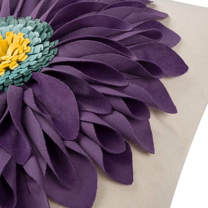 OiseauVoler 3D Sunflowers Throw Pillow Cases Decorative Handmade Cushion Covers for Home Sofa Car Bed Room Decor 18 x 18 Inch Purple