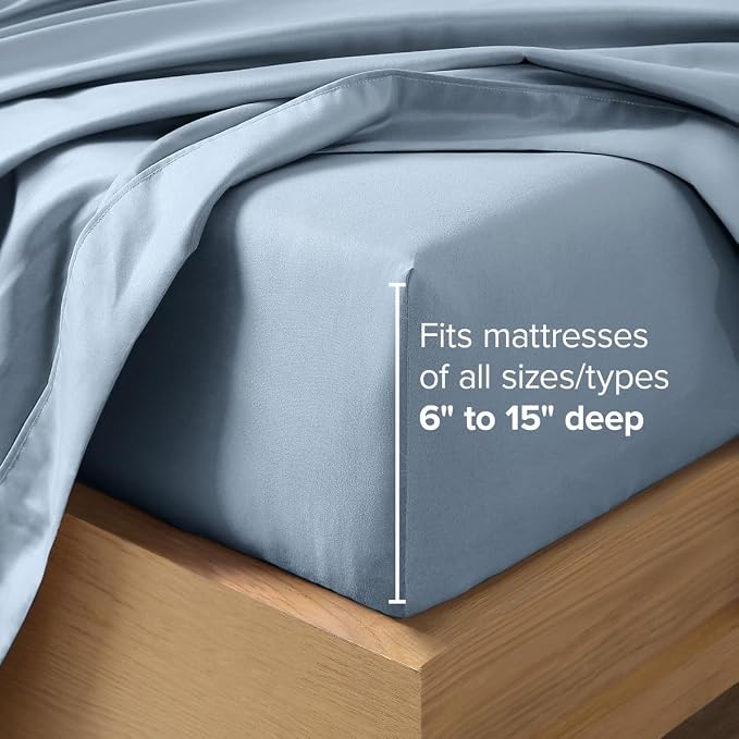Bare Home Twin XL Sheet Set - 1800 Ultra-Soft (Twin XL, Dusty Blue) | Deep Pockets 6 to 15 Inches, Breathable, Hypoallergenic, Hotel Luxury, Easy Fit, Soft, All-Season