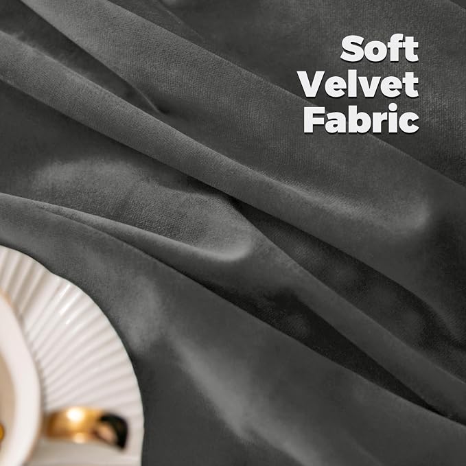 BGment Grey Velvet Curtains 108 Inches Long for Living Room, 52 x 108 Inch | Noise Reducing, Energy Saving, Thermal Insulated, Room Darkening, Window Treatment, Back Tab Rod Pocket, Set of 2 Panels