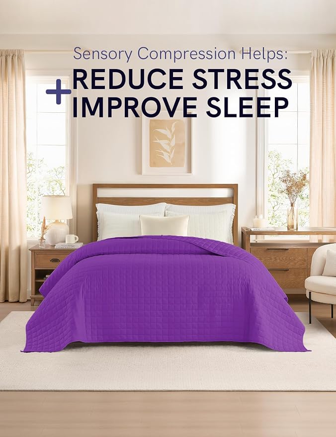 YnM 5lbs Weighted Blanket for Adults,Cotton Heavy Bed Throw Blanket with Cooling Glass Beads for All Season Use, Ideal for ~40lbs (41x60 Inches, Twin, Fuchsia Purple)