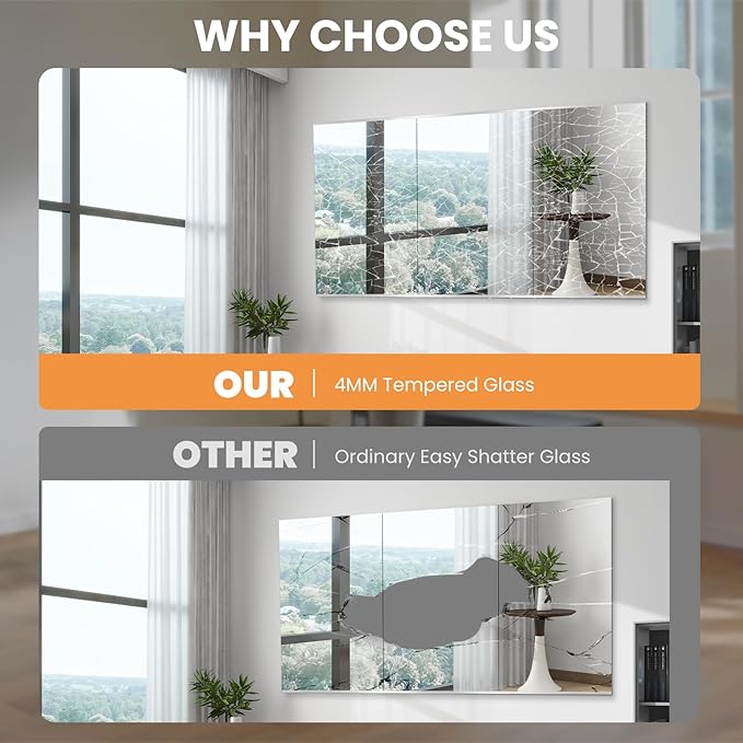 pertetey 56 x 24 in Home Gym Mirror, Frameless, 1-Pack | Tempered Glass, Full Body View, Wall Mounted for Yoga, Exercise, Dance Studio