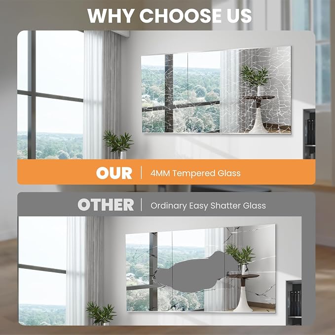 pertetey 71 x 24 in Home Gym Mirror, Frameless, 1-Pack | Tempered Glass, Full Body View, Wall Mounted for Yoga, Exercise, Dance Studio