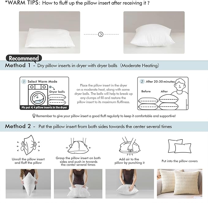 MIULEE 18x18 Inch Pillow Inserts Pack of 4-100% Cotton Cover | White Throw Pillow with 100% Virgin Microfiber for Bed Sofa Couch Living Room, All-Season Decorative Back Support