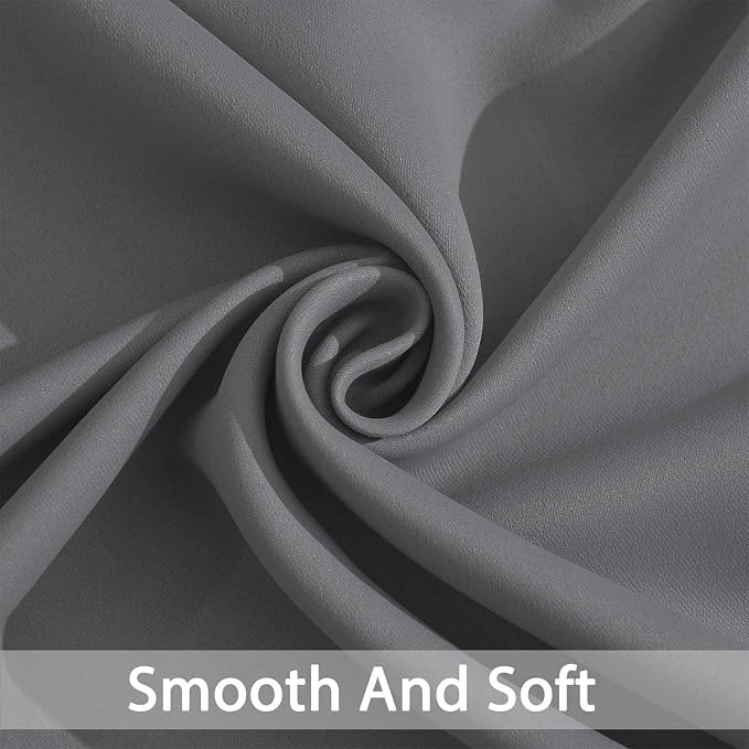 Yakamok Grey Room Darkening Curtains 52x84 inch Gray Grommet-Living Room | 2 panels,blackout window treatment,thermal insulated,light blocking drapes,privacy protection,bedroom study dining room