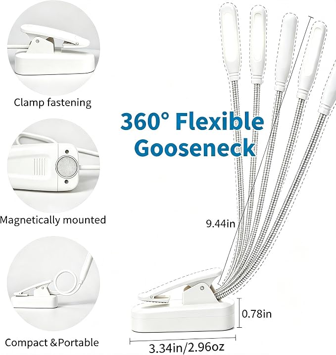 6 Pack Book Light Bulk Clip-On Reading Lights for Reading in Bed | LED Book Lights with 3 Color Temps, Stepless Dimming Brightness, Lightweight BookLights for Read Book Lovers at Night Gifts
