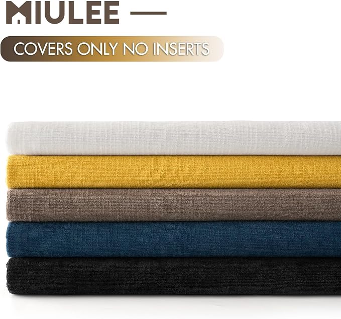 MIULEE Yellow Chenille Couch Throw Pillow Covers, 20x20 | Set of 2, Soft Farmhouse Modern Home Decor, Decorative Pillowcases for Sofa Living Room Bed