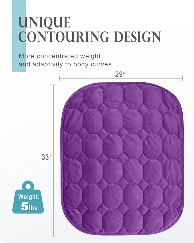 Cottonblue Small Weighted Lap Blanket 5lbs for Adults Teens 29"x33",Purple | Luxury Crystal Velvet Weighted Blanket Pad, Washable Portable Travel Blankets for Sleeping Relaxation All Season, Washable