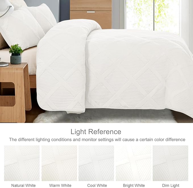 Exclusivo Mezcla Twin Size Quilt Set, White | Soft Bedspreads with 1 Pillow Sham, Modern Striped Pattern, Lightweight Bedding Set Coverlets for All Seasons, 68x88 Inch