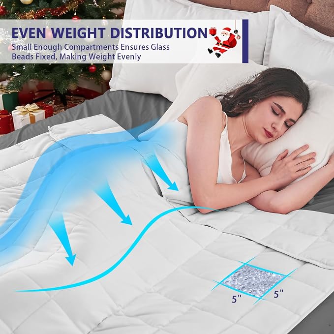 King Size Weighted Blanket for Adults (20 lbs, 80” x 87”, White) Cooling Heavy Blanket for Sleeping Perfect for 190-210 lbs, Breathable Blanket for Adults & Couple All Season, Machine Washable