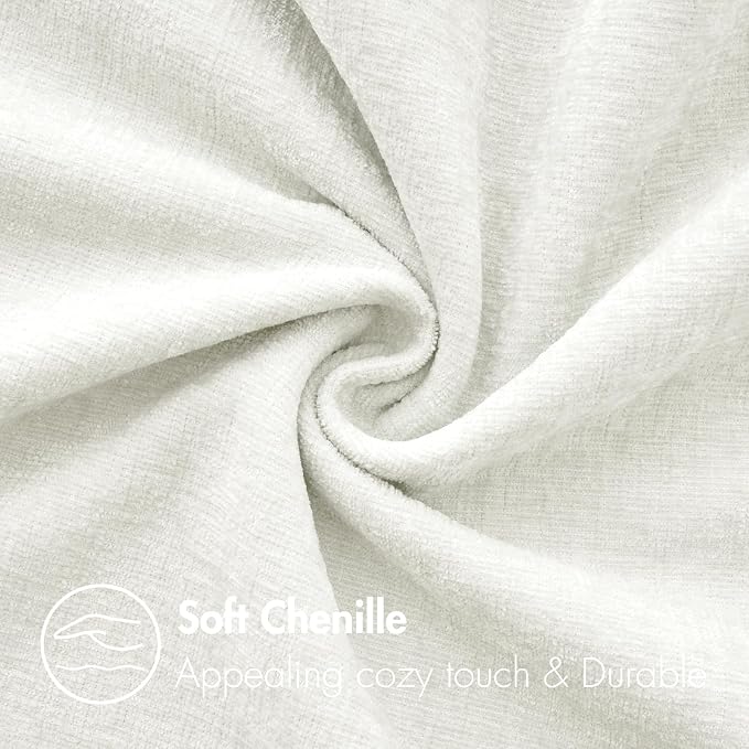 MIULEE Soft Chenille Lumbar Throw Pillow Covers White 12x20 Inch Pack of 2 | Modern Home Decor, Classic Decorative Pillows, Solid Dyed Cases, Boho Couch Cushion Covers for Sofa Bed Living Room