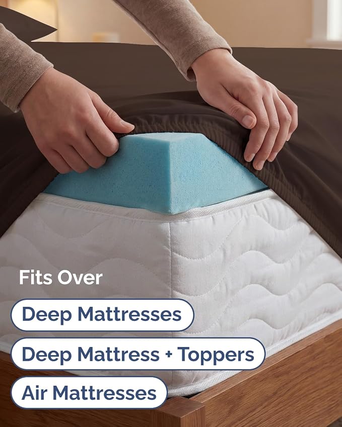Extra Deep Twin XL Sheet Set - 4 Piece College Dorm Room - Brown | College Dorm Room Essentials, Easy & Secure Fit, Ultra-Soft, Wrinkle & Fade Free, Comfy Sheets Set with Extra Deep Pockets