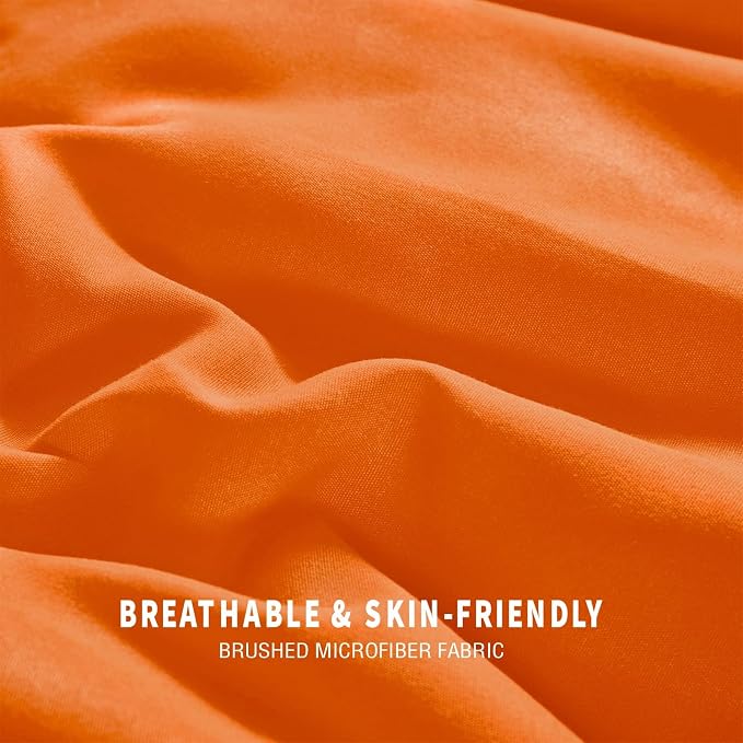 Exclusivo Mezcla Reversible Soft Queen Comforter Set, 3 Pieces | Orange/ Yellow Lightweight Microfiber Down Alternative Comforters, All-Season Bedding with 2 Pillow Shams