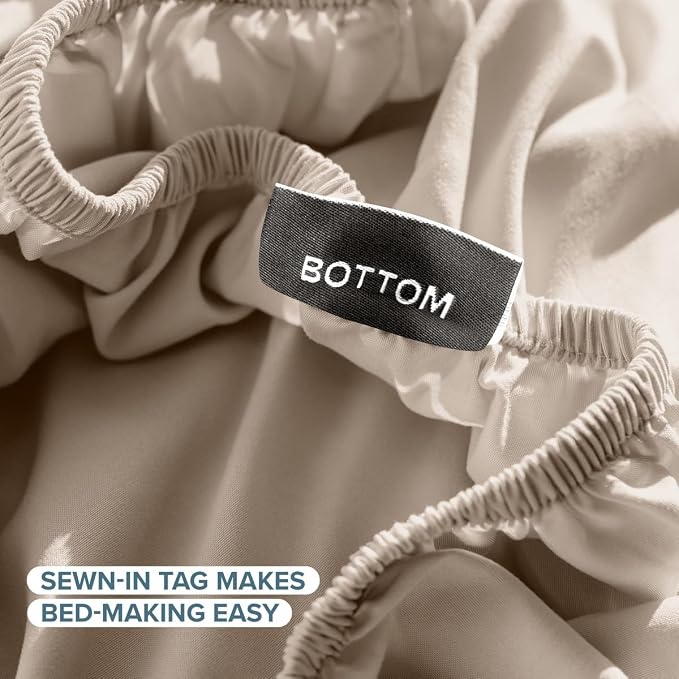 Bare Home Twin XL Sheet Set - 1800 Ultra-Soft (Twin XL, Pebble) | Deep Pockets 6 to 15 Inches, Breathable, Hypoallergenic, Hotel Luxury, Easy Fit, Soft, All-Season