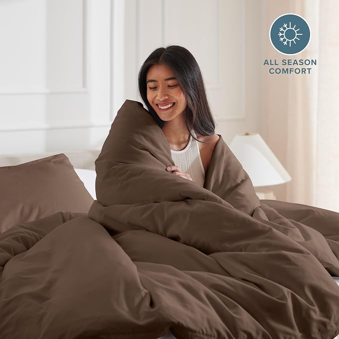 Bare Home Duvet Cover Set 1800 Ultra-Soft (California King, Cocoa) | Lightweight, Cooling, Breathable, Premium 1800 Ultra-Soft, All-Season
