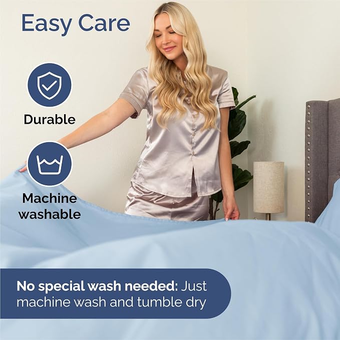 King Size 4 Piece Sheet Set - Comfy Breathable & Cooling Sheets - Sky Blue | Hotel Luxury Bed Sheets for Women & Men, Deep Pockets, Easy-Fit, Extra Soft and Wrinkle Free Sheets, Oeko-Tex Bed Sheet Set