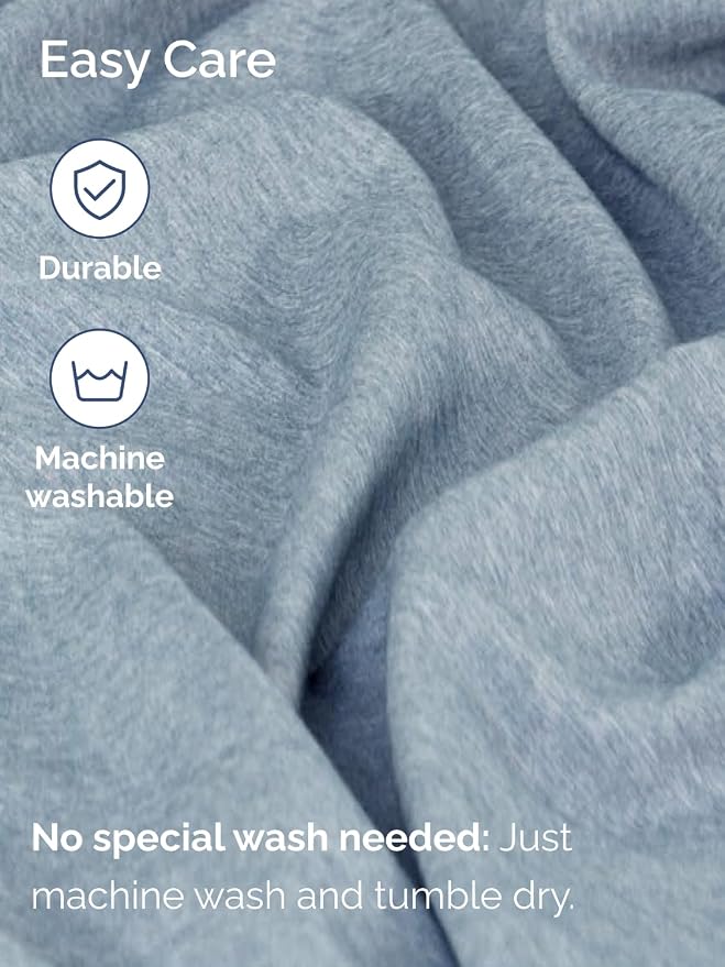 Extra Deep Full Fitted Sheet - Single Fitted Sheet Only - Heathered Blue | Easily Fits 18 inch to 24 inch Mattress, Soft, Wrinkle Free, Breathable & Comfy, Extra Deep Pockets Hotel Luxury Fitted Sheet