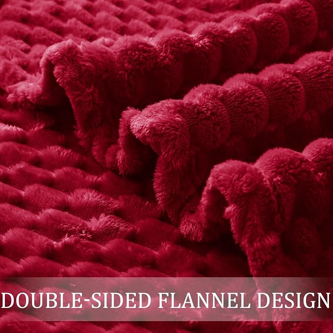 Exclusivo Mezcla 3D Fleece King Size Blanket for Bed, Deep Red | Extra Soft Fuzzy Plush Lightweight Bed Blankets, Cozy Fluffy Decorative Blankets for All Seasons, 90x104 Inches