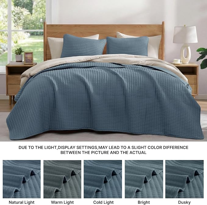 Twin Quilt-Lightweight Bedspreads Blue Twin Quilt Bedding Set | Soft Coverlet with Pillow Sham for All Seasons, Suitable for Bed & Couch, 2 Pieces, 66"x92"