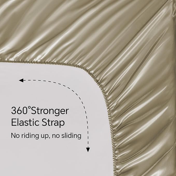 BEDELITE Satin Sheets Twin XL Size Bed Set, Taupe, 3 Pieces | Luxury Silky Bed Sheets, 15 Inch Deep Pocket, Similar to Silk, Soft and Cooling, Reduces Friction, Gentle on Hair and Skin