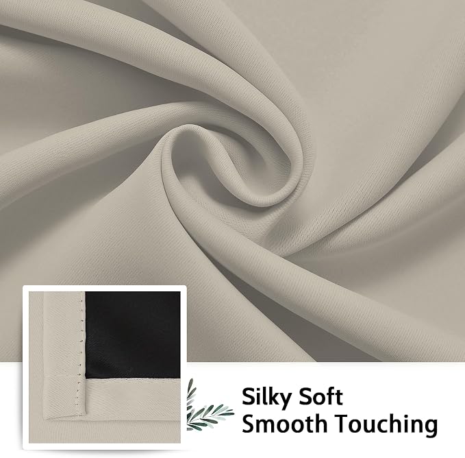 SimpleHome Stone 100% Blackout Curtains Room Darkening Living Room 84 Inch | Curtains for Bedroom,Thermal Insulated Grommet Window Drapes,Curtains for Living Room with Black Back,52 x 84 Inch,2 Panels