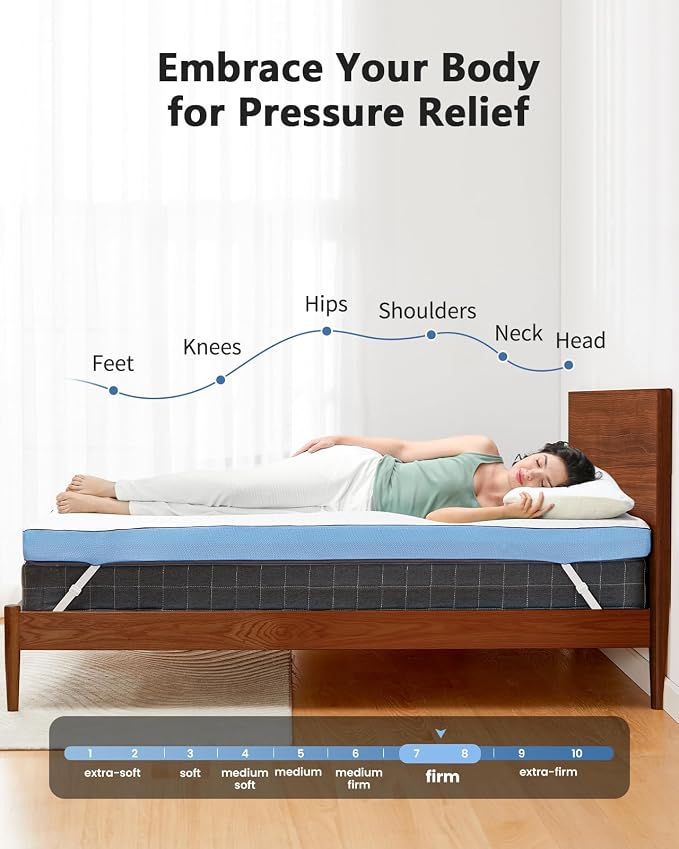 PERLECARE 3 Inch Firm Mattress Topper Twin XL, Cooling Gel-Infused & Bamboo Charcoal Memory Foam Bed Topper for Pressure Relief, High-Density Mattress Pad with Removable Cover