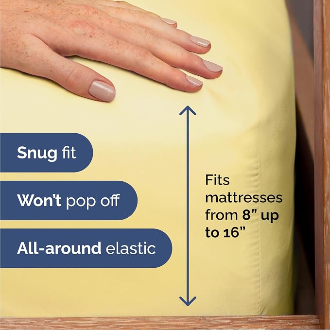 Queen 6 Piece Bed Sheet Set - Comfy, Breathable & Cooling Sheets - Yellow | Ultra-Soft Hotel Luxury Bedding Set w/ 8-16 Inch Deep Pockets, 1 Flat & 1 Fitted Sheet & 4 Pillowcases, Wrinkle & Fade Free