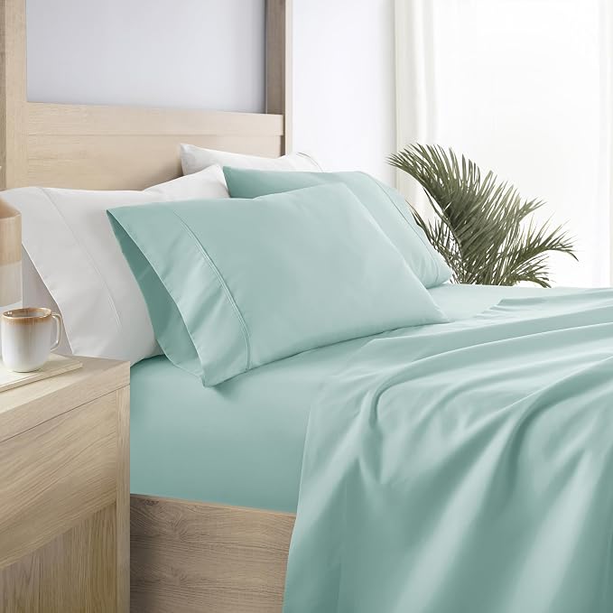 Linen Market Brushed Microfiber King Sheet Set 4 Piece – Oeko-TEX Certified Ultra Soft & Wrinkle-Free - 16" Deep Pocket Sheets - Easy Care King Size - Aqua