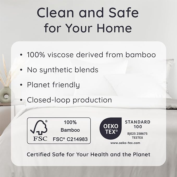 Bambaw 100% Viscose Derived from Bamboo Fitted Sheet Full Size, Cooling Fitted Sheet Full Size, 15’’ Deep Pockets Full Fitted Sheets Only, Ultra Soft Full Size Bottom Sheets Only (Moonlight Gray)