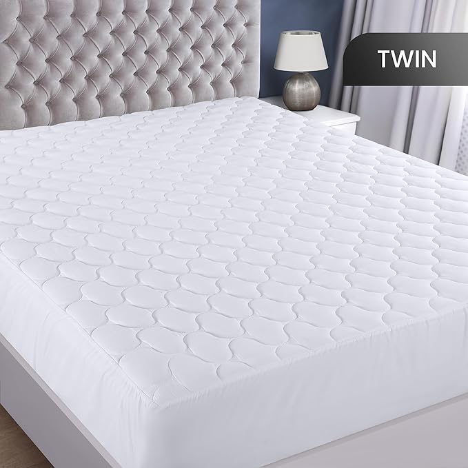 Utopia Bedding Waterproof Mattress Protector, Twin Mattress Pad, Quilted Fitted Cover Stretches up to 16 Inches Deep (White) | Deep Pockets fits upto 16" Deep, 100% Waterproof Mattress Cover Soft Breathable & Noiseless Mattress Topper by Utopia Bedding