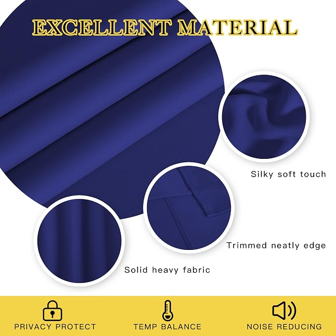 NICETOWN Blackout Curtains Panels for Bedroom - 3 Pass Microfiber Noise Reducing Thermal Insulated Solid Ring Top Blackout Window Drapes (2 Panels, 66 x 72 Inch, Navy Blue)