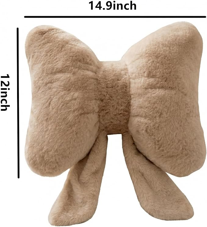 Bow Pillow Throw Pillows Butterfly Shaped Decorative Cute Pillows for Bed Sofa Cute Home Decor,Coffee 14.5 * 12inch