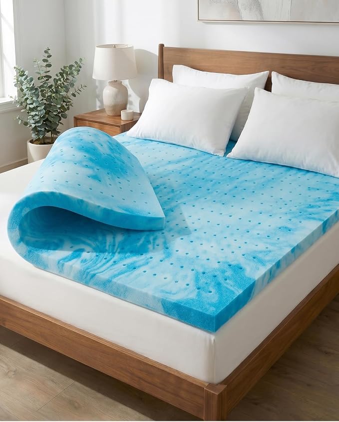 2 Inch Queen Memory Foam Mattress Topper - Cooling Gel Mattress Pad | Cooling Gel Infused Bed Topper, Soft Ventilated Mattress Pad for Pressure Relief & Pain-Free Sleep, CertiPUR-US & Oeko-TEX