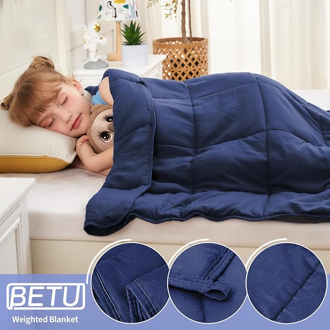 Weighted Blanket 3lbs, 36"x48", Cooling Heavy Throw Blanket for 20-40lbs, Microfiber Soft Thick Big Blankets Weighted Comforter Breathable Gift, Navy