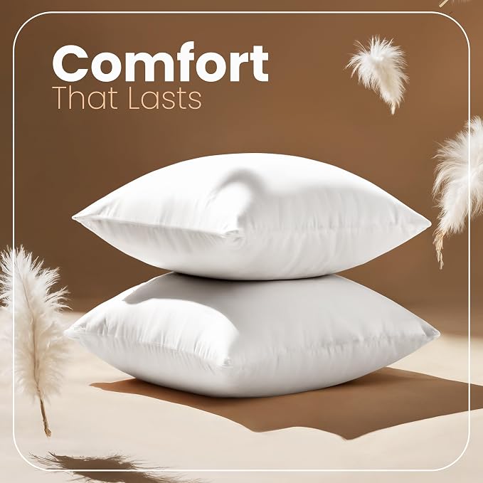 Utopia Bedding 28x28 Pillow Inserts, White Throw Pillows for Couch, 2 Pack | 100% Virgin Filling, Euro Indoor Cushion Inserts for bed, sofa & couch, Extra Filled, Supportive & Fluffy Decorative Pillows