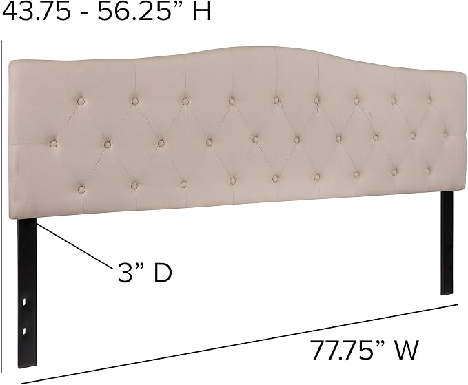 Flash Furniture Cambridge Button Tufted and Diamond Stitched Upholstered King Size Headboard in Beige Fabric
