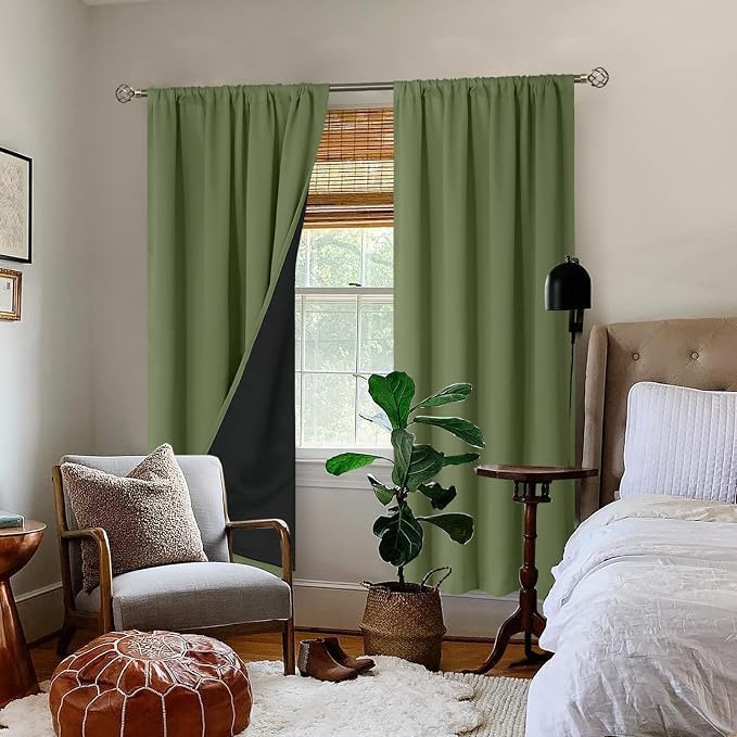 BGment Grass Green Blackout Curtains for Bedroom 84 Inch Length 2 Panels | Thermal Insulated, Full Room Darkening, Noise Cancelling, Window Curtains Drapes with Rod Pocket, 42 x 84 Inch