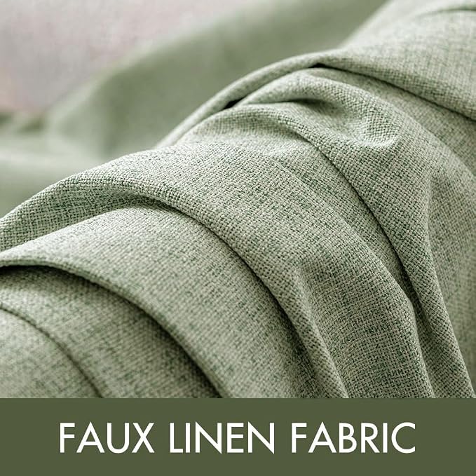 MIULEE 100% Blackout Linen Curtains for Bedroom 42x90 Inches Sage Green | Room Darkening, Light Blocking, Thermal Insulated, Grommet Top, Linen Textured, Window Curtains for Living Room, 2 Panels