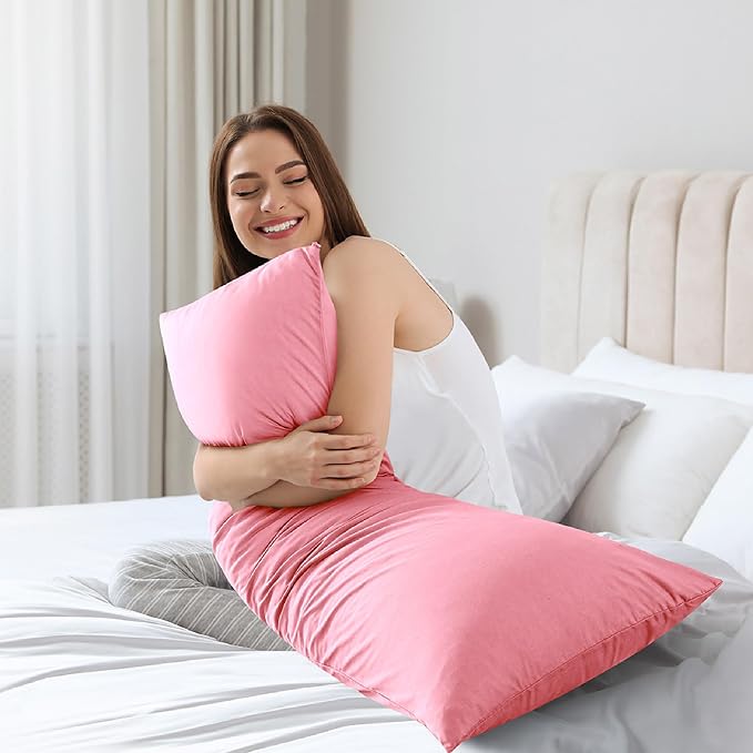 WhatsBedding Memory Foam Body Pillow with Cover, Long Bed Pillow for Adults | Breathable Zippered Cotton Cover,Long Pillow for Sleeping, Firm Pillow Fluffy Supportive for Side Sleepers