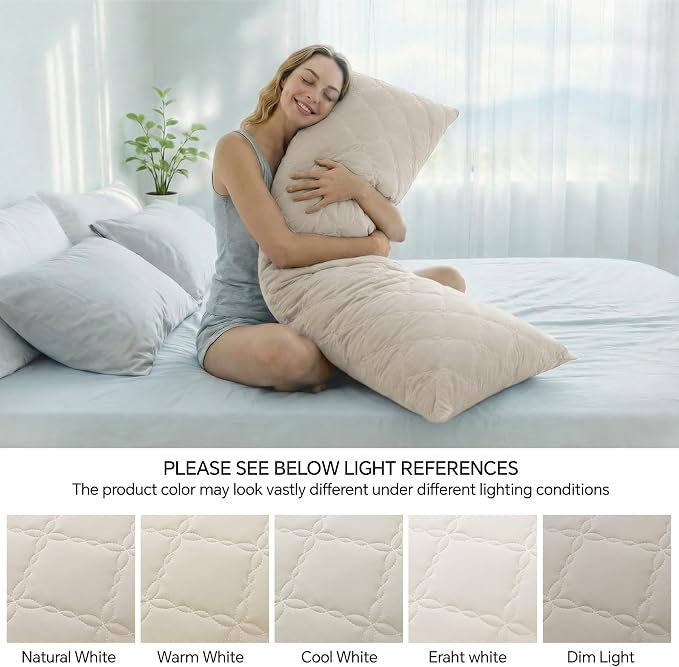 BEDELITE Cooling Body Pillow, Memory Foam Filled, Linen, 20x54 Inches | Soft & Cool-Touch Quilted Nylon-Spandex Cover, Adjustable Fill, Perfect for Side Sleepers, Hot Sleepers, Pregnancy, Back Pain