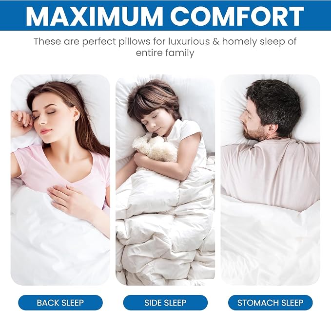 Utopia Bedding Bed Pillows for Sleeping (White), Queen Size Set of 4, Hotel Pillow, Cooling Pillows for Side, Back or Stomach Sleepers | Cooling pillows for sleeping with soft comfort for side, back & stomach sleepers, Double-stitched edges, Pack of 4,...