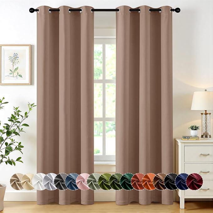 MIULEE Blackout Curtains for Bedroom 2 Panels 40 x 72 Inch Long Cappuccino | Thermal Insulated, Living Room Darkening Grommet Drapes, Noise Reducing, Light Blocking Window Treatments